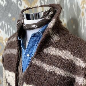 Polo Ralph Lauren Vtg Handknit Cowichan Inspired Buffalo Zip Cardigan Sweater